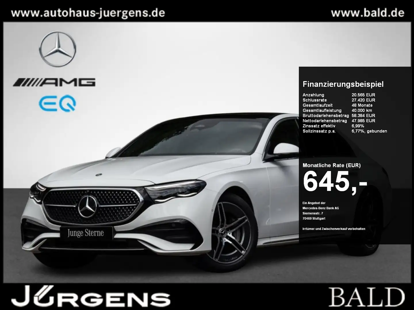 Mercedes-Benz E 450 d 4M AMG-Sport/Pano/Digital/360/Distr/19" Biały - 1