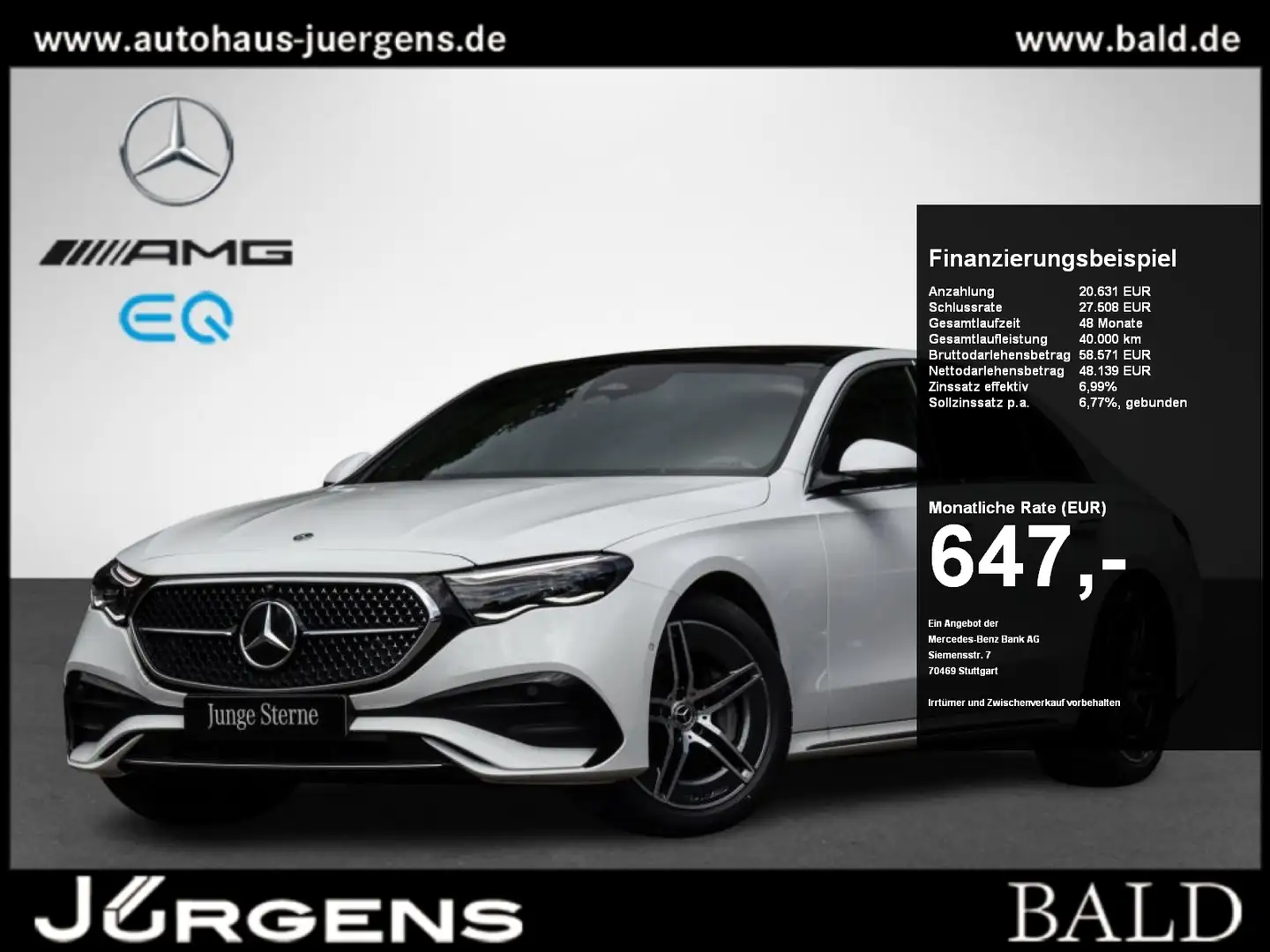 Mercedes-Benz E 450 d 4M AMG-Sport/Pano/Digital/360/Distr/19" White - 1