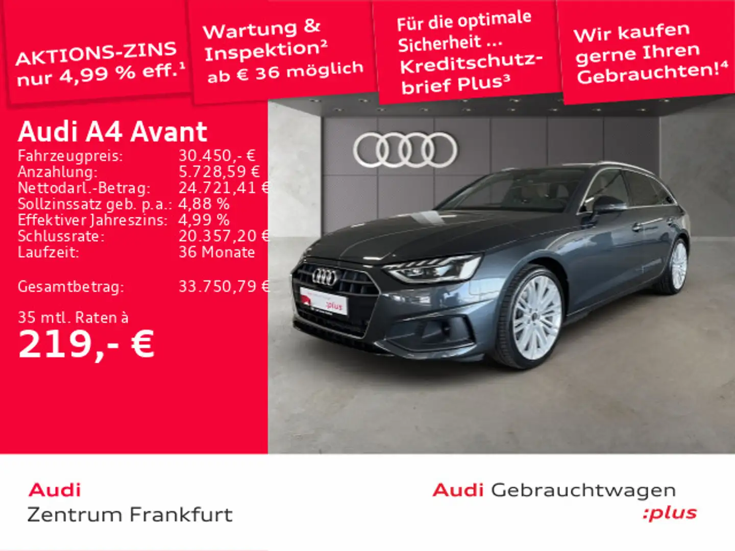 Audi A4 35 TFSI Matrix-LED Navi Tempomat HuD DA Grau - 1