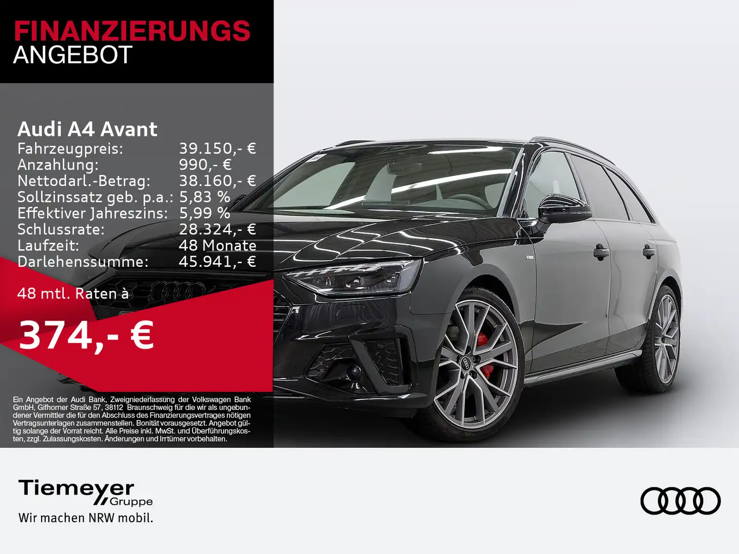 Audi A4 40 TFSI Q 2x S LINE LM19 KAMERA NAVI+ V Schwarz - 1