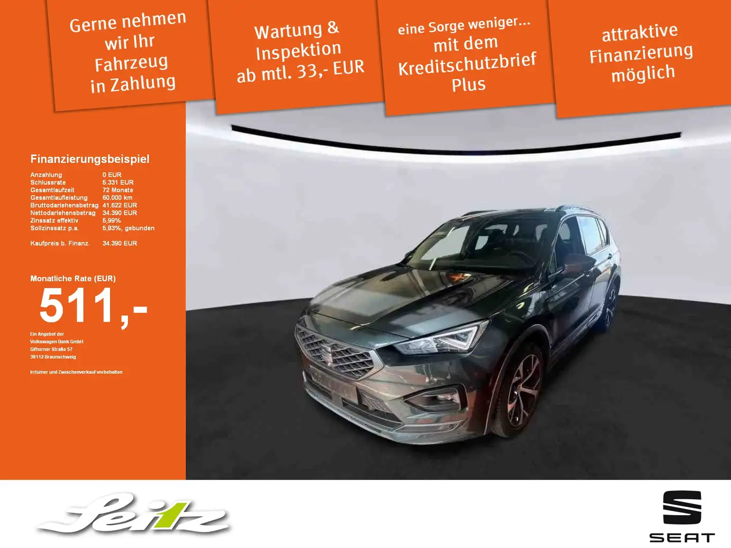 SEAT Tarraco 2.0 TSI 4Drive FR *BEATS*PANO*LED*KAMERA* Vert - 1