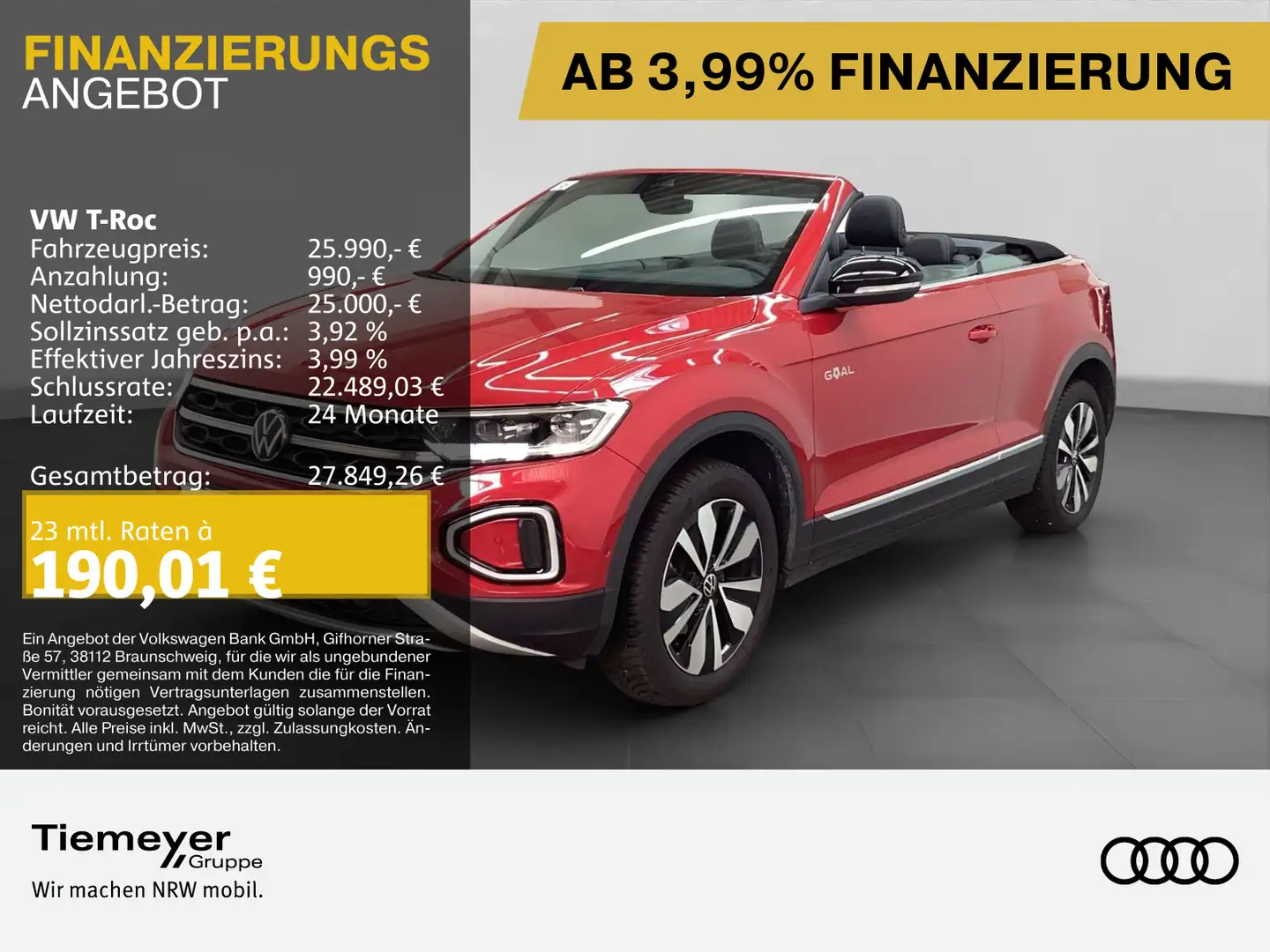 Volkswagen T-Roc Cabrio 1.0 TSI GOAL LED+ NAVI ASSIST KAMER Rot - 1