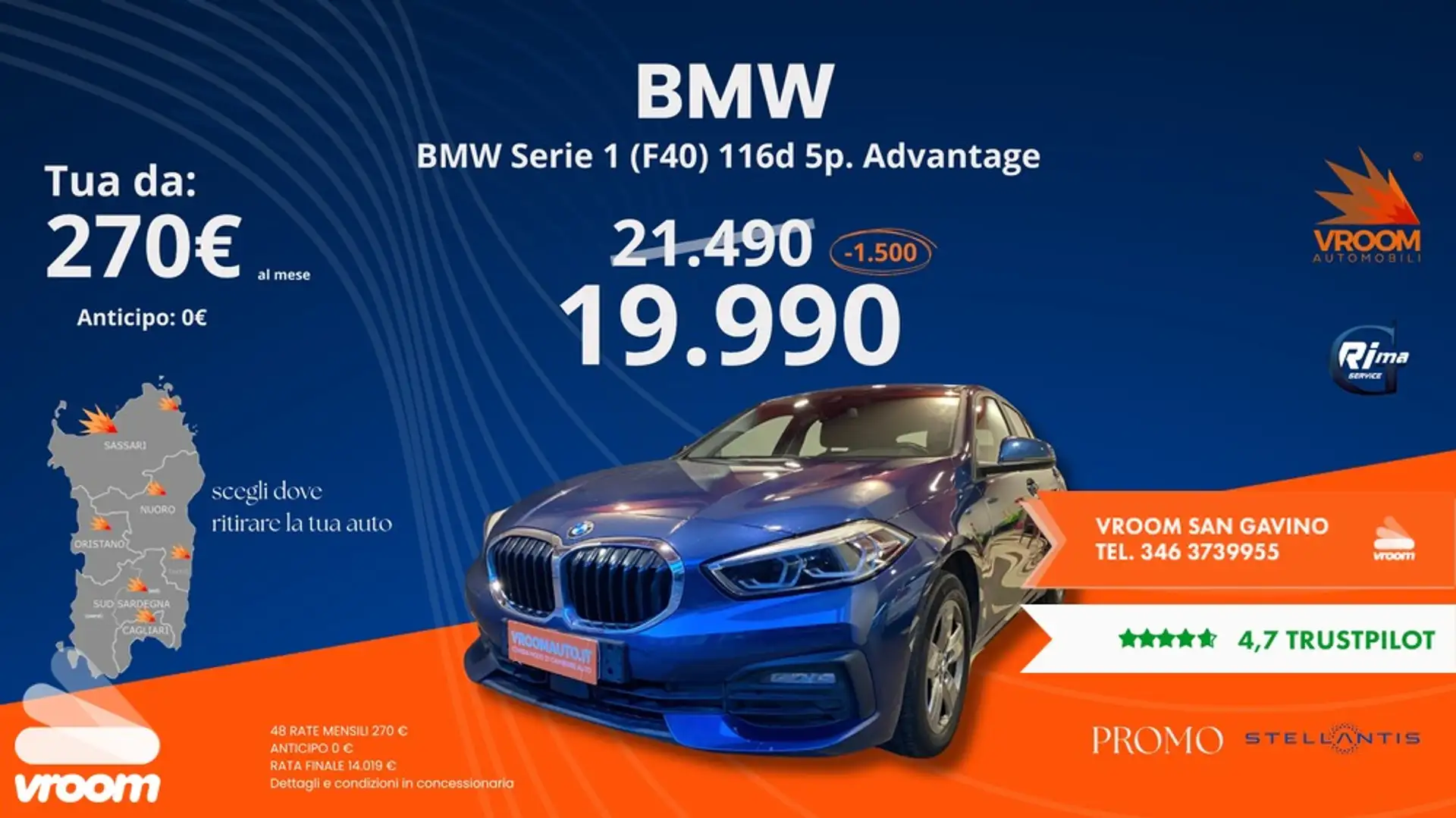 BMW 116 116d 5p. Advantage Blu/Azzurro - 1