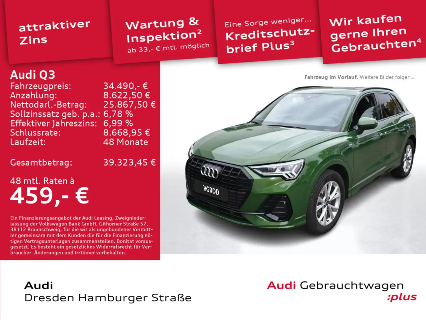 Audi Q3 SUV S line 35 TFSI AHZV LED SW Grün - 1