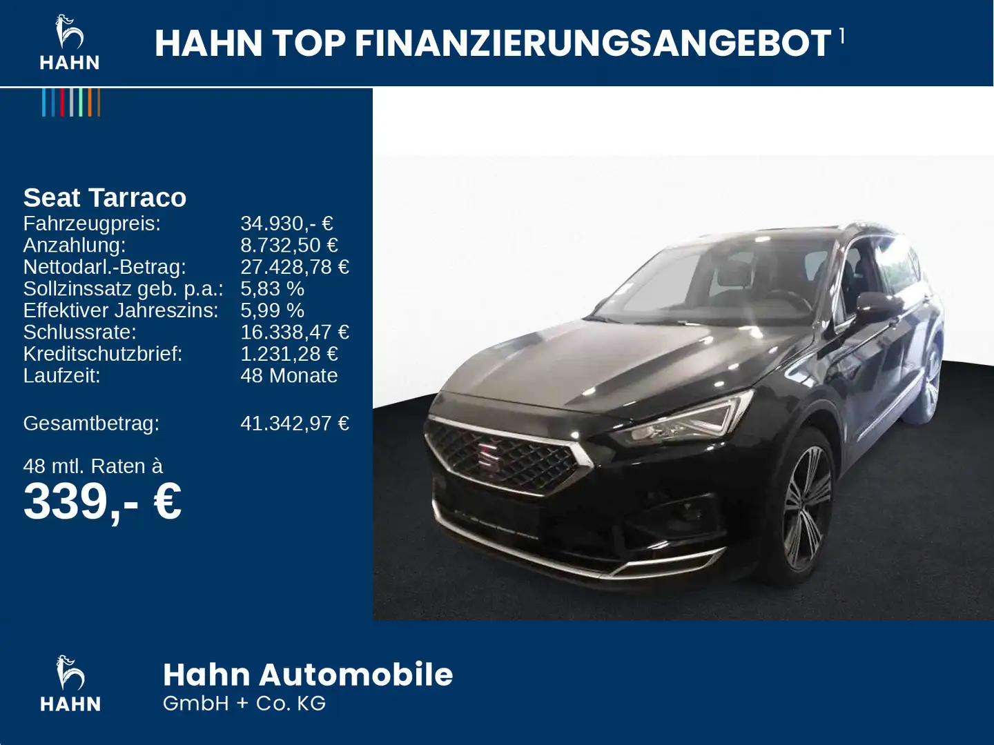 SEAT Tarraco 2.0TD  DSG 4Drive Xcellence AHK Pano DCC Schwarz - 2