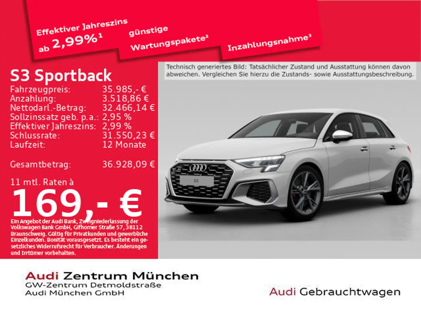 Audi S3 TFSI S tronic ACC/Virtual/Navi Weiß - 1