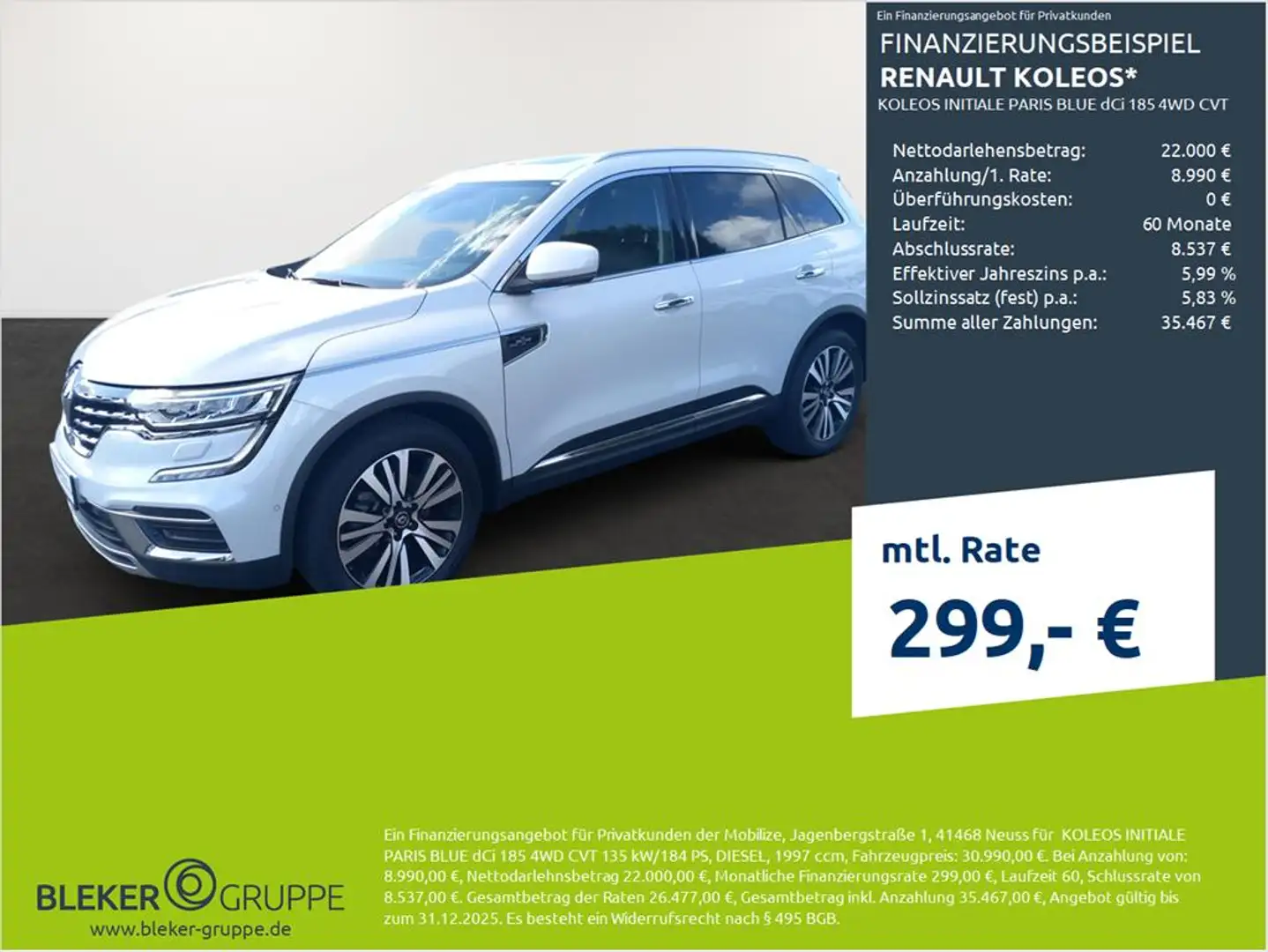 Renault Koleos KOLEOS INITIALE PARIS BLUE dCi 185 4WD CVT Blanc - 1