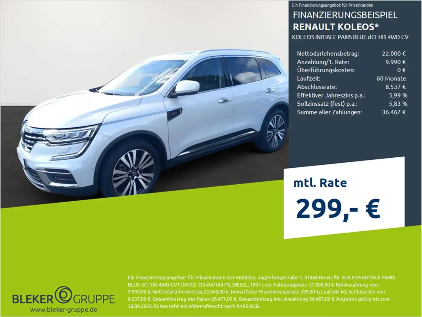Renault Koleos KOLEOS INITIALE PARIS BLUE dCi 185 4WD CVT Weiß - 1