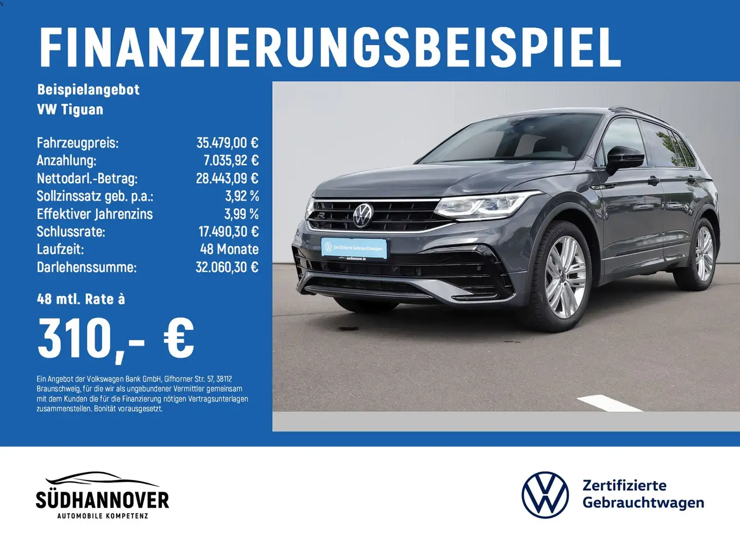 Volkswagen Tiguan R-Line 2.0 TDI DSG AHK+LED+NAVI+SHZ+PDC Gris - 2