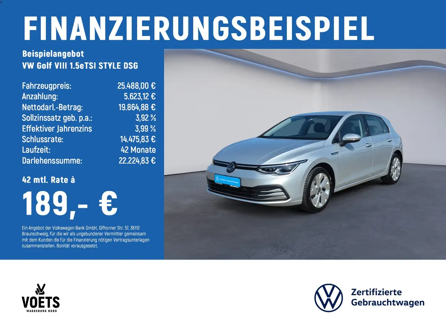 Volkswagen Golf VIII 1.5eTSI STYLE DSG LED+App-Connect+AHK Silber - 2
