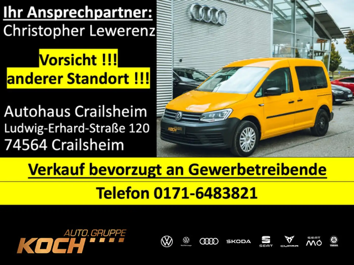 Volkswagen Caddy Trendline 2.0 TDI AHK Xenon Navi Gelb - 1