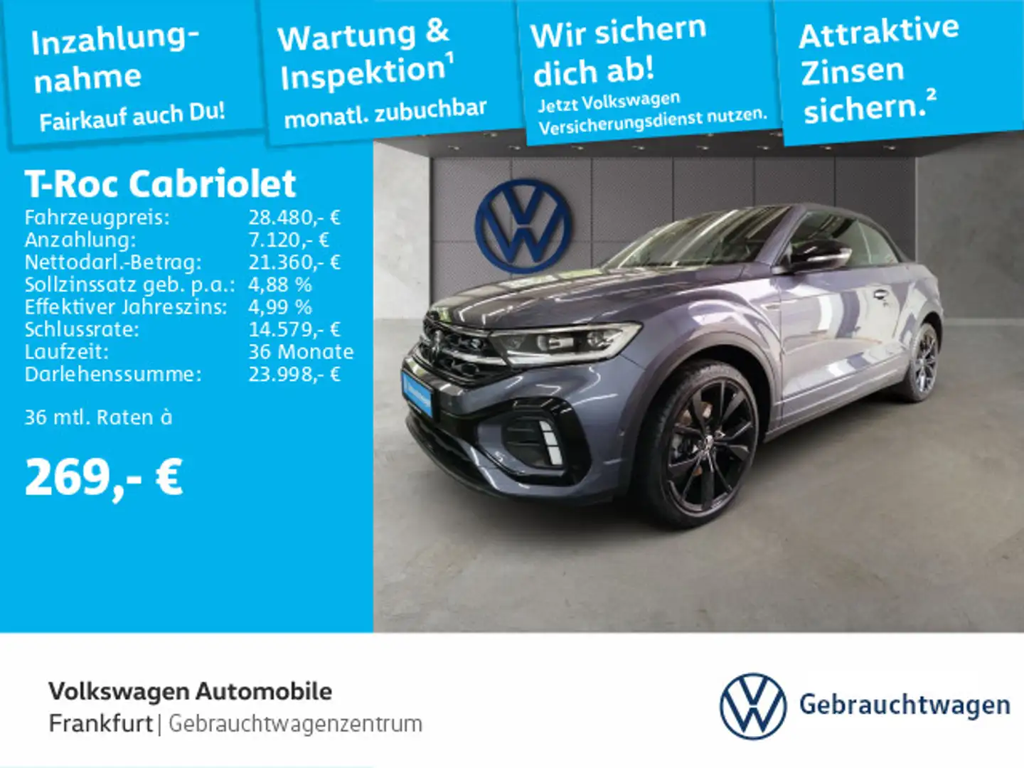 Volkswagen T-Roc 1.5 TSI DSG R-Line Navi IQ.LIGHT Grau - 1