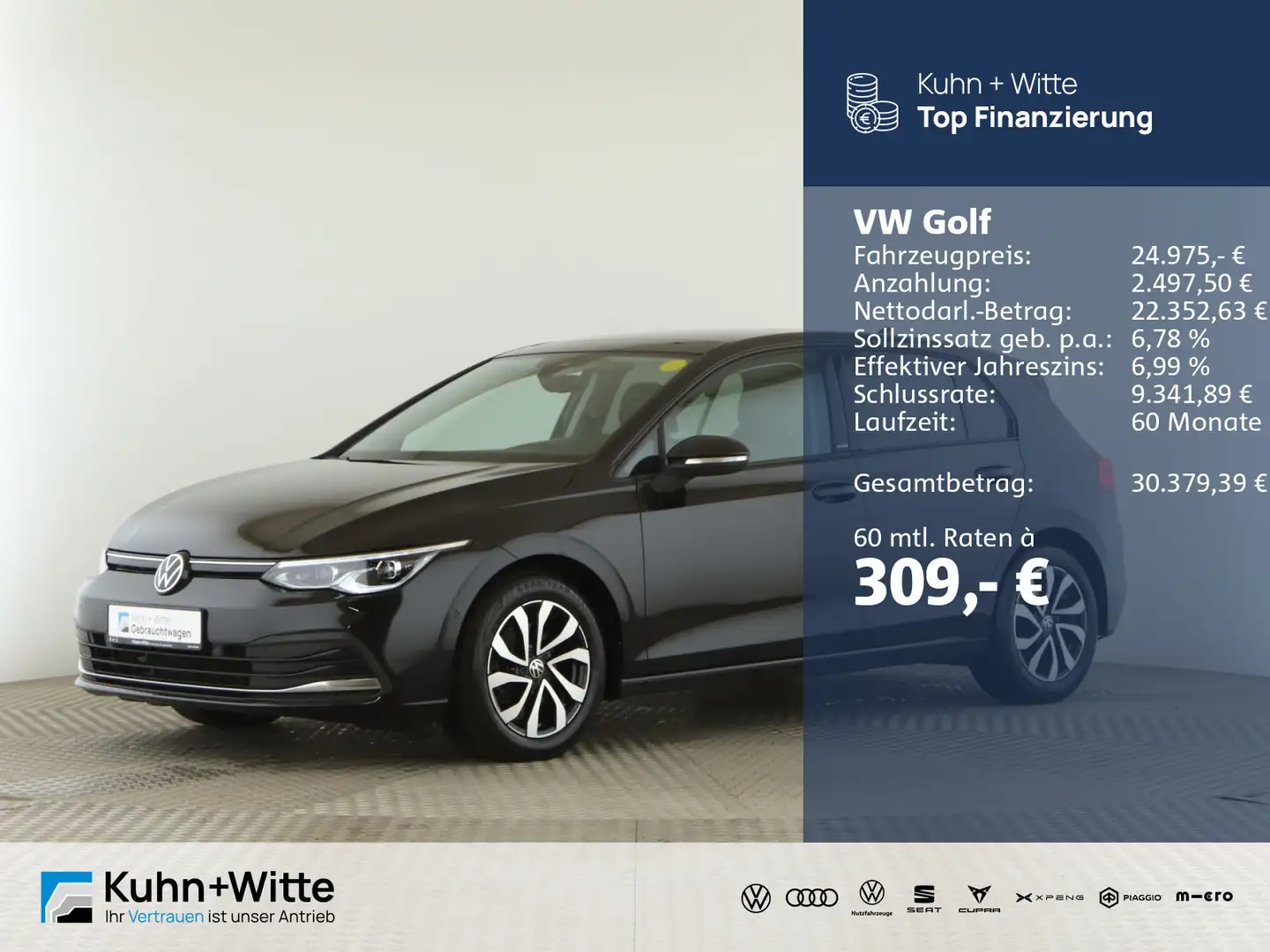 Volkswagen Golf VIII 2.0 TDI Active *Pano*AHK*Matrix*RFK*Ap Schwarz - 1