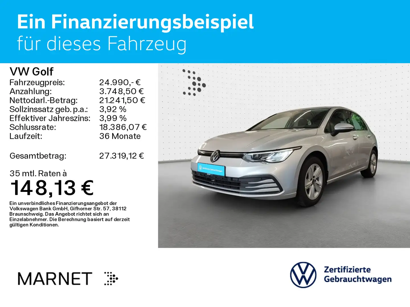 Volkswagen Golf VIII Life 2.0 TDI DSG Navi*Kamera*Keyless*L Zilver - 2