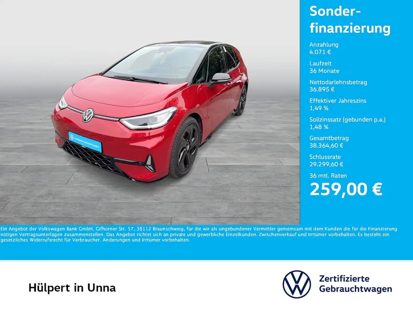 Volkswagen ID.3 GTX PERFORMANCE WÄRMEPUMPE CAM ACC LM20 NAVI Rouge - 1