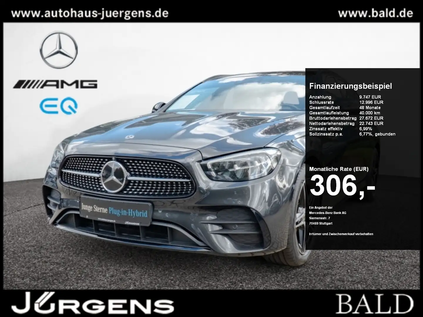 Mercedes-Benz E 300 de T AMG-Sport/360/Pano/AHK/Night/Distr/18 Grijs - 1