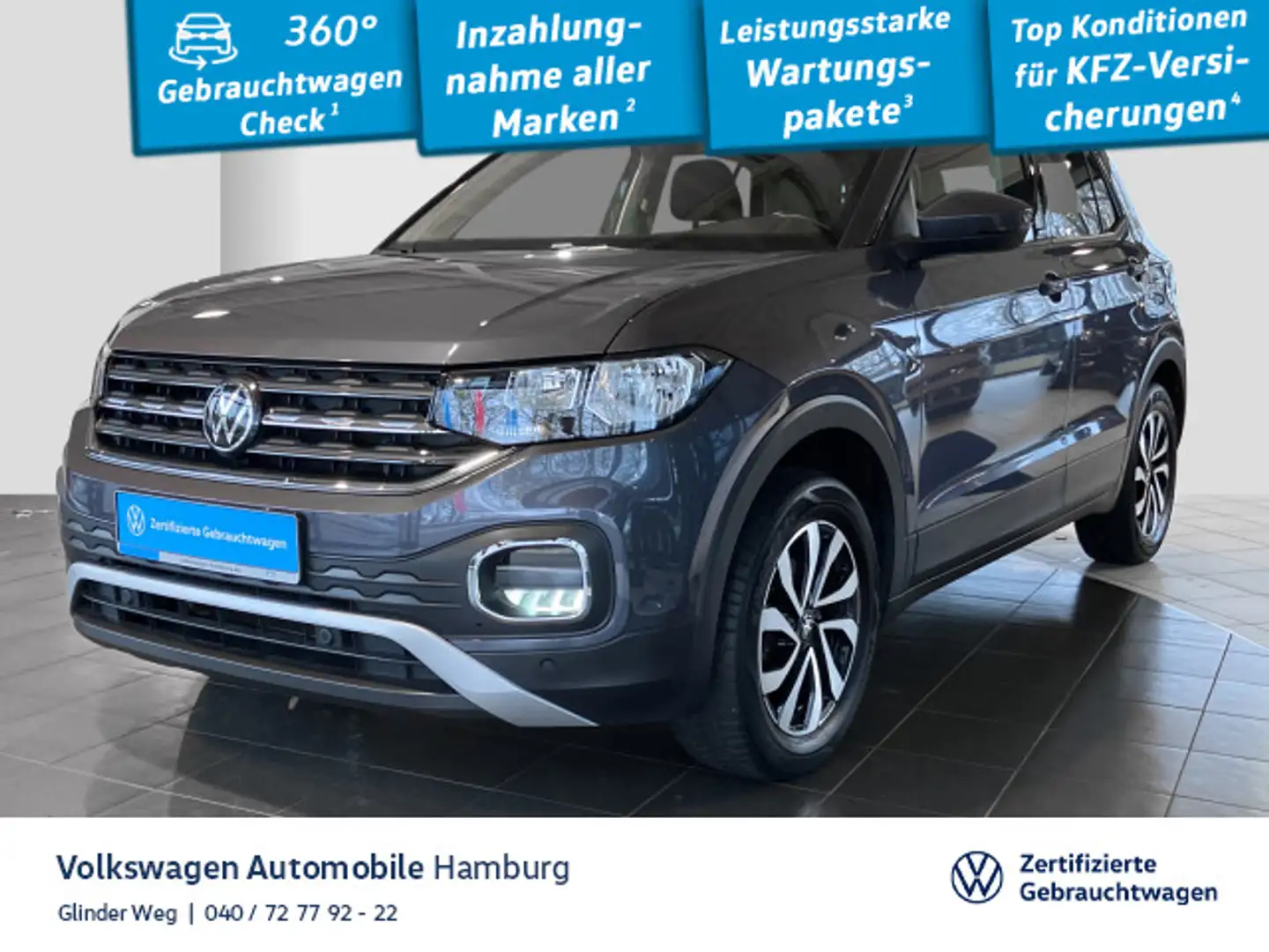 Volkswagen T-Cross 1.0 TSI DSG Active AHK PDC LED Sitzhzg Grau - 1