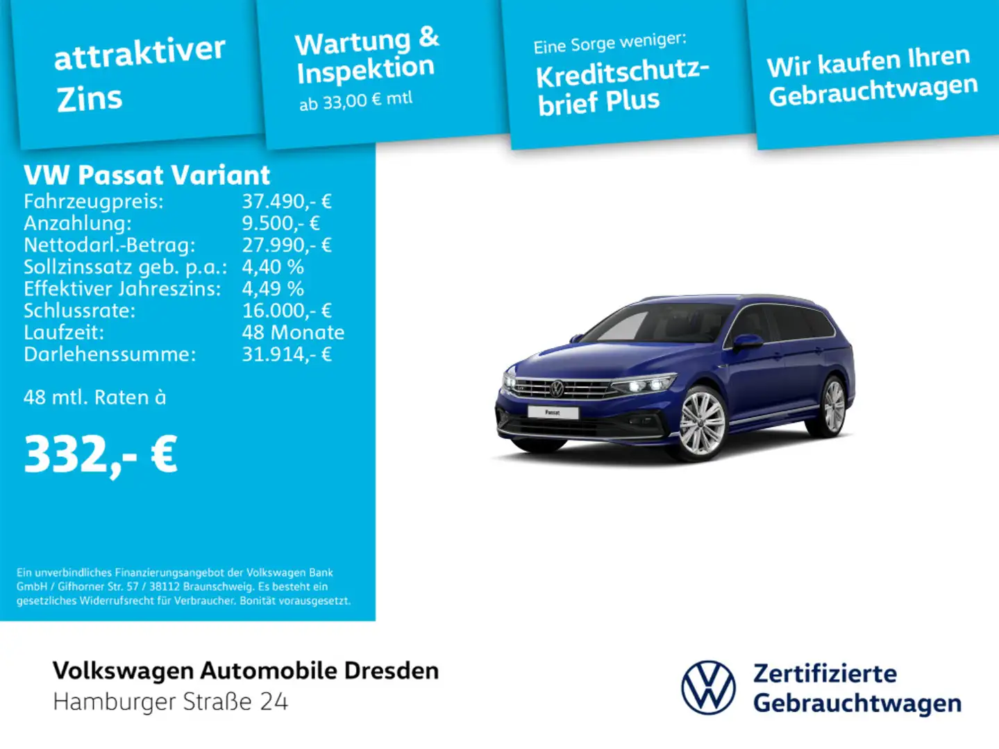 Volkswagen Passat Variant Elegance 2.0 TDI DSG IQ AHK LEDER Blau - 1