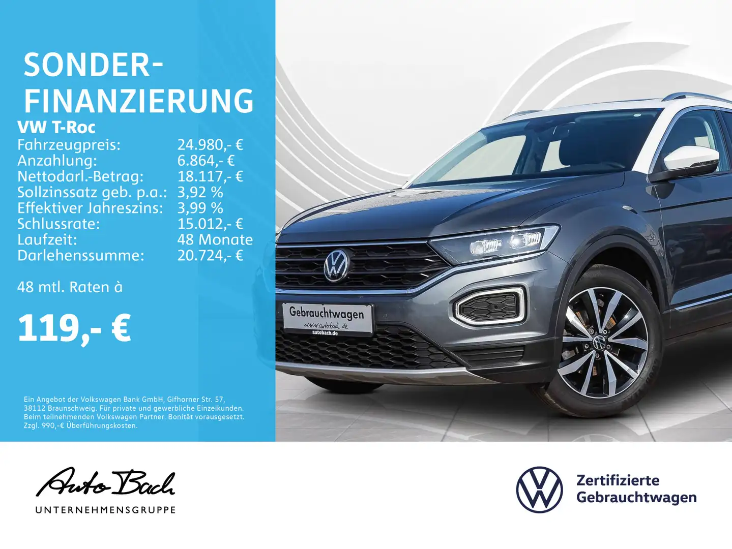 Volkswagen T-Roc 1.5 TSI "Style" DSG Navi LED Digital Cockp Grau - 1