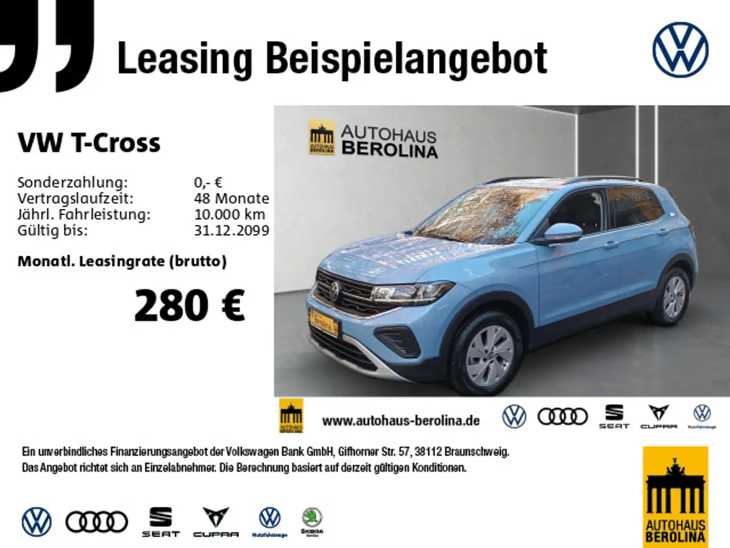 Volkswagen T-Cross 1.0 TSI Life DSG *ACC*R-CAM*App-Connect* Blau - 1