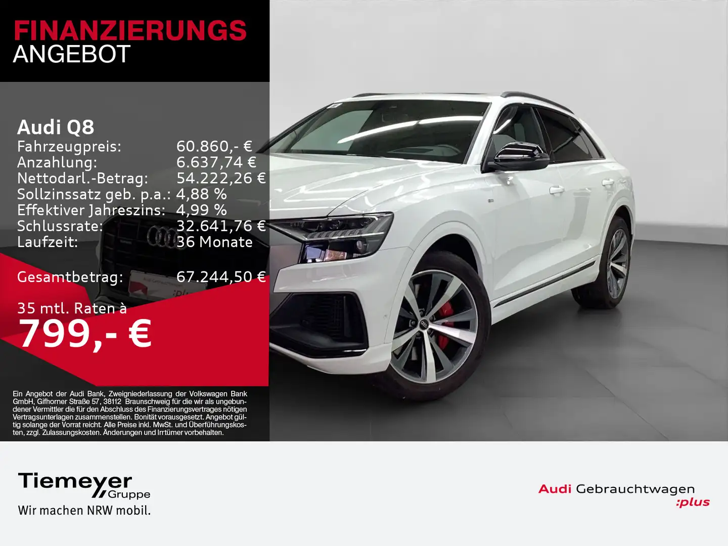 Audi Q8 55 TFSIe Q B&O OPS PANO LM21 Weiß - 1