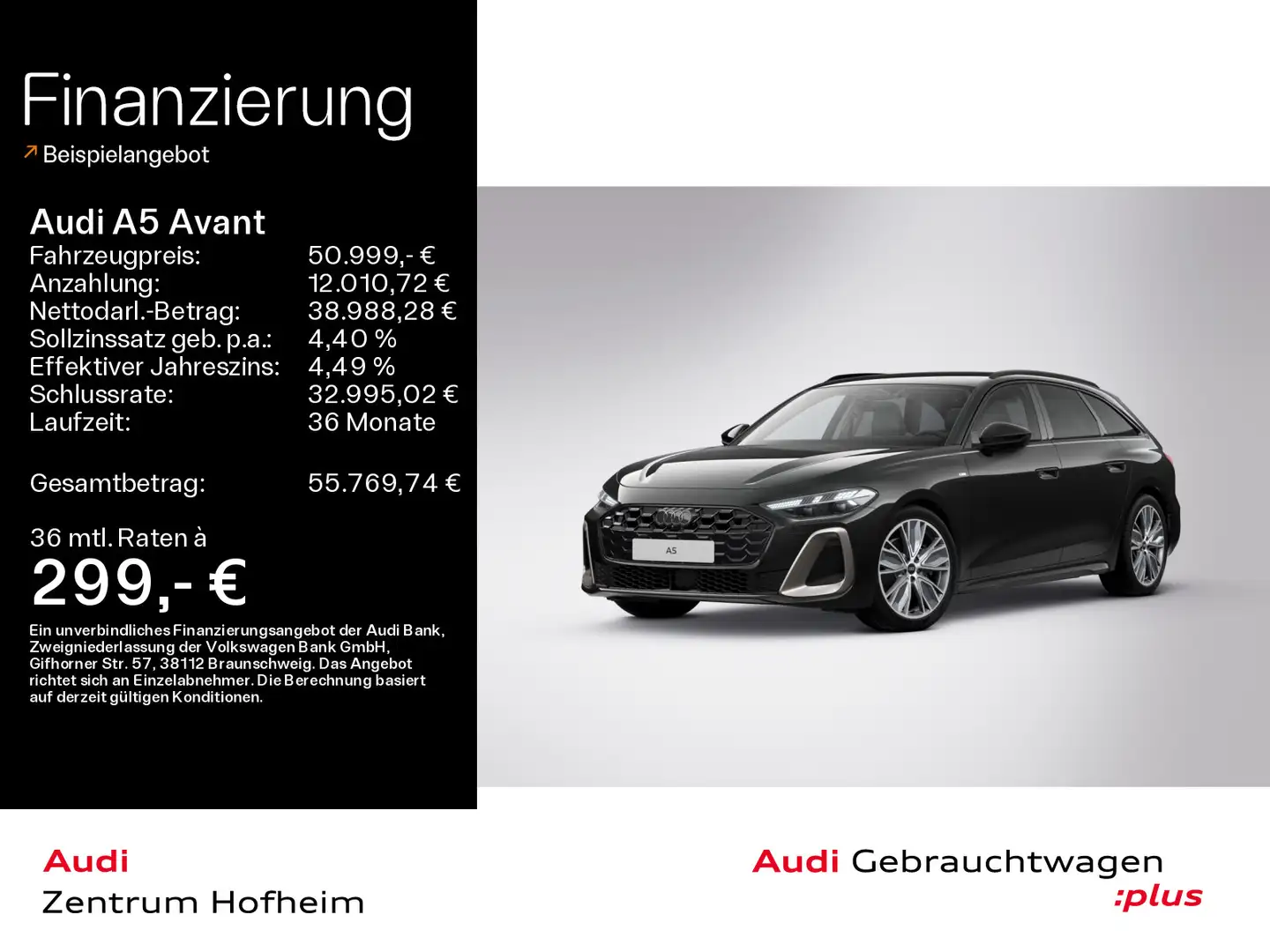 Audi A5 40 TFSI S line edition one S tro*Matrix Schwarz - 1