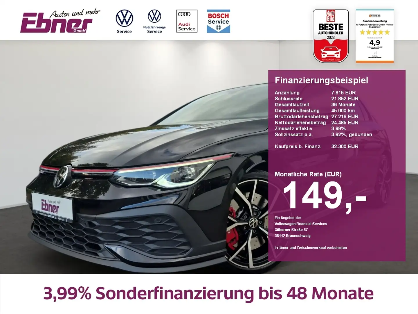 Volkswagen Golf VIII GTI CLUBSPORT 300PS TSI DSG H&K-SOUND+KAMERA+ Schwarz - 1