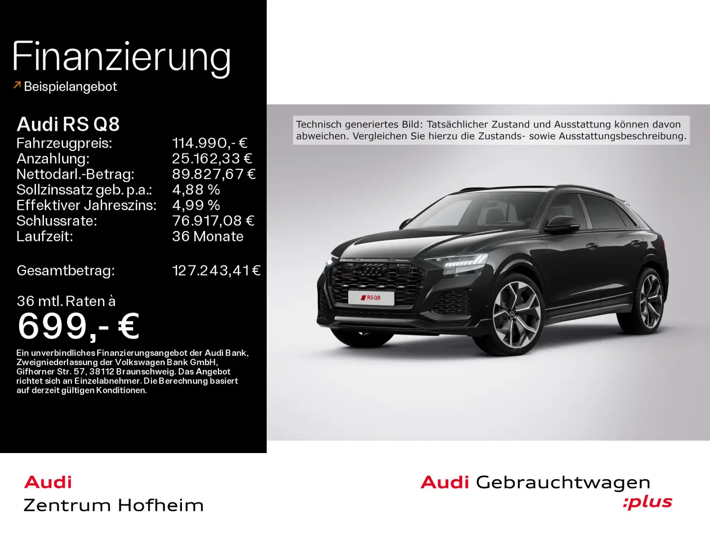 Audi RS Q8 *Keramik*305 km/h*B&O*HUD*Pano*Standh*Matri Schwarz - 1