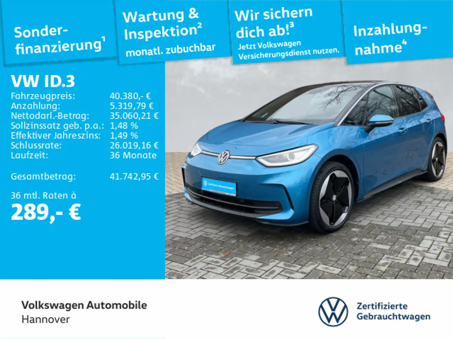 Volkswagen ID.3 Pro S Navi Pano HUD WP ACC LED SHZ PDC Blau - 1