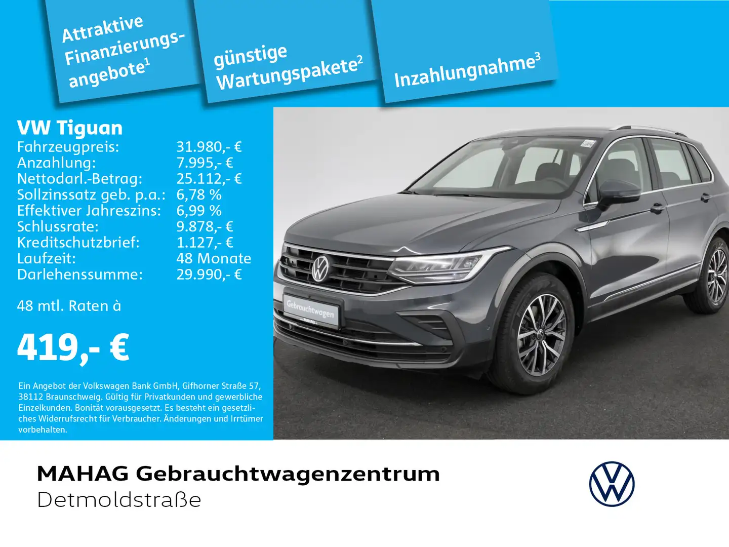 Volkswagen Tiguan 1.5 TSI Life AHK LED Navi IQ.Drive eKlapp Grau - 1