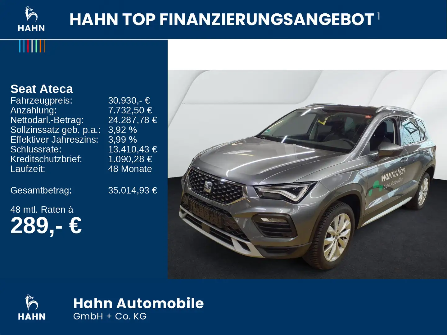 SEAT Ateca 1.5TSI  DSG Xperience LED Navi AHK ACC CAM Grau - 2
