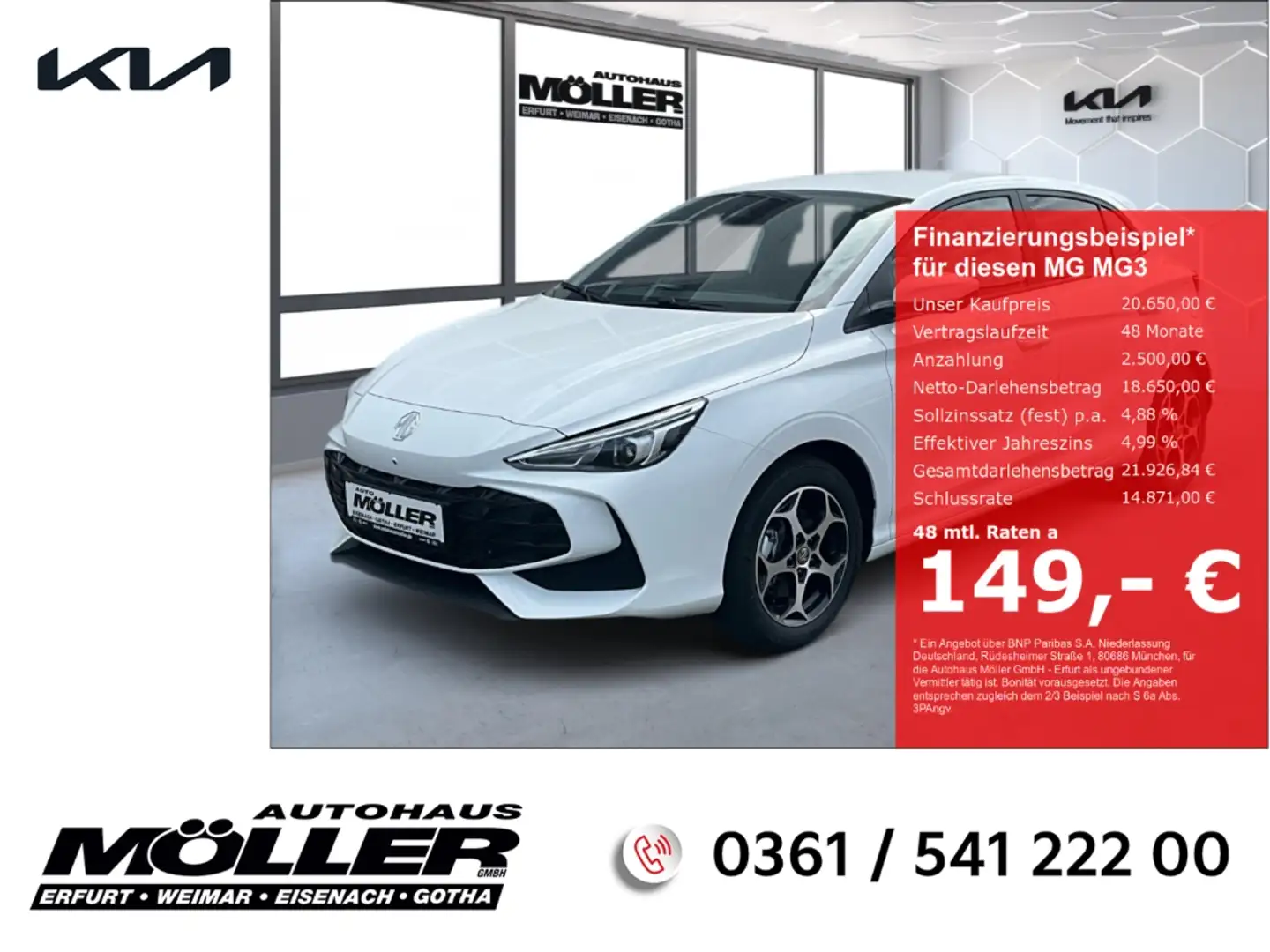 MG MG3 1.5 Hybrid+ LUXURY 360°Kam Keyless LED Pilot Klima Weiß - 1