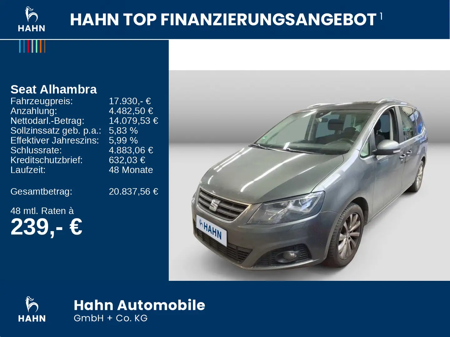 SEAT Alhambra 2.0TDI Style Ecomotive 7-Sitzer CAM Nav Gris - 2