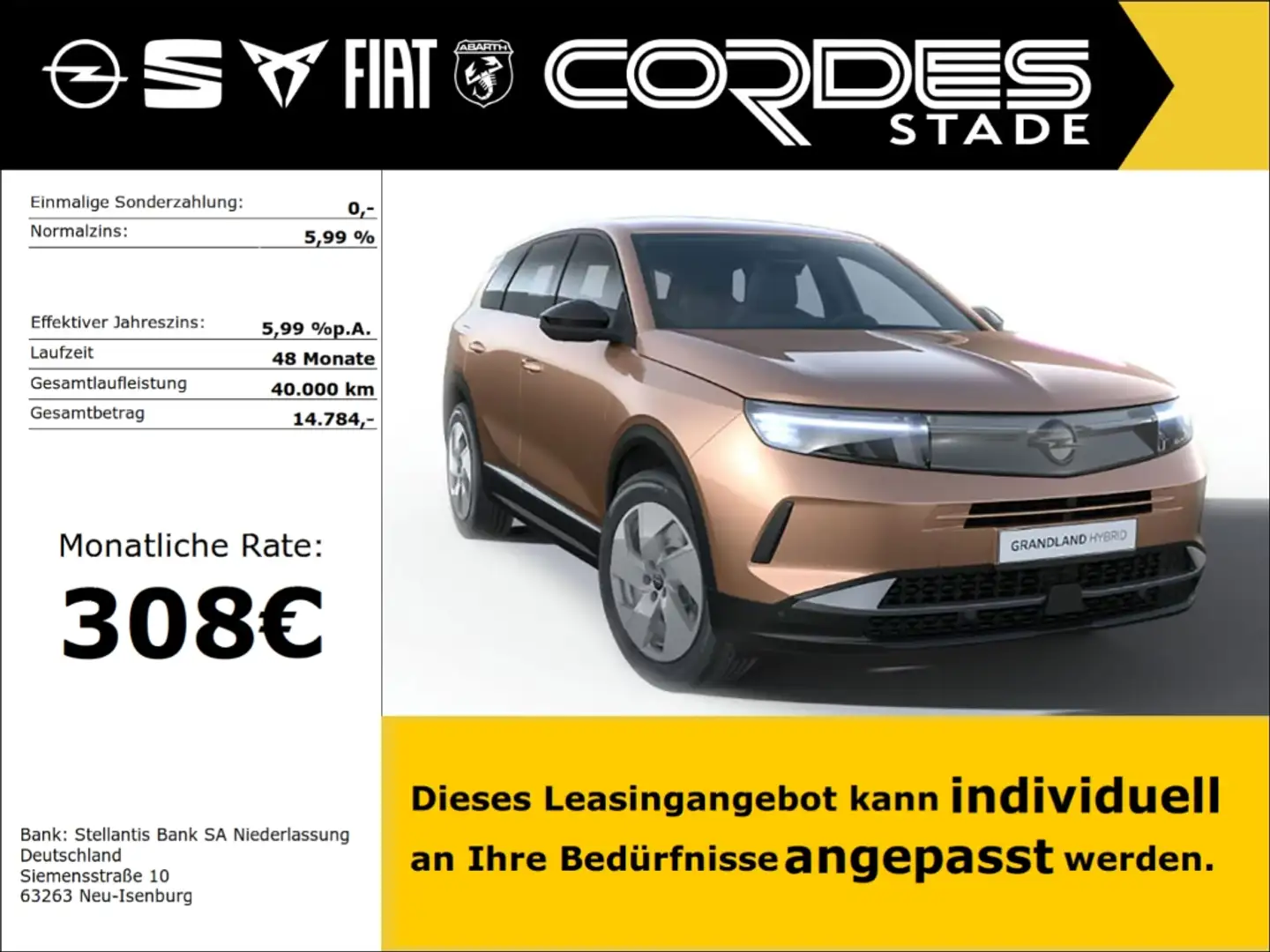 Opel Grandland EDITION Mild-Hybrid, TECH+KOMFORTPAK, 308 € ohne A Brąz - 1