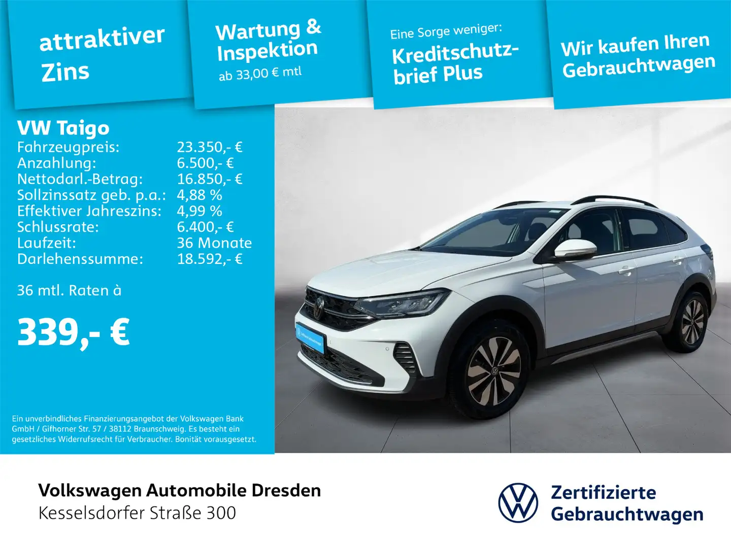 Volkswagen Taigo Life 1.0 TSI OPF 7-Gang-DSG Navi LED Sitzh Wit - 1