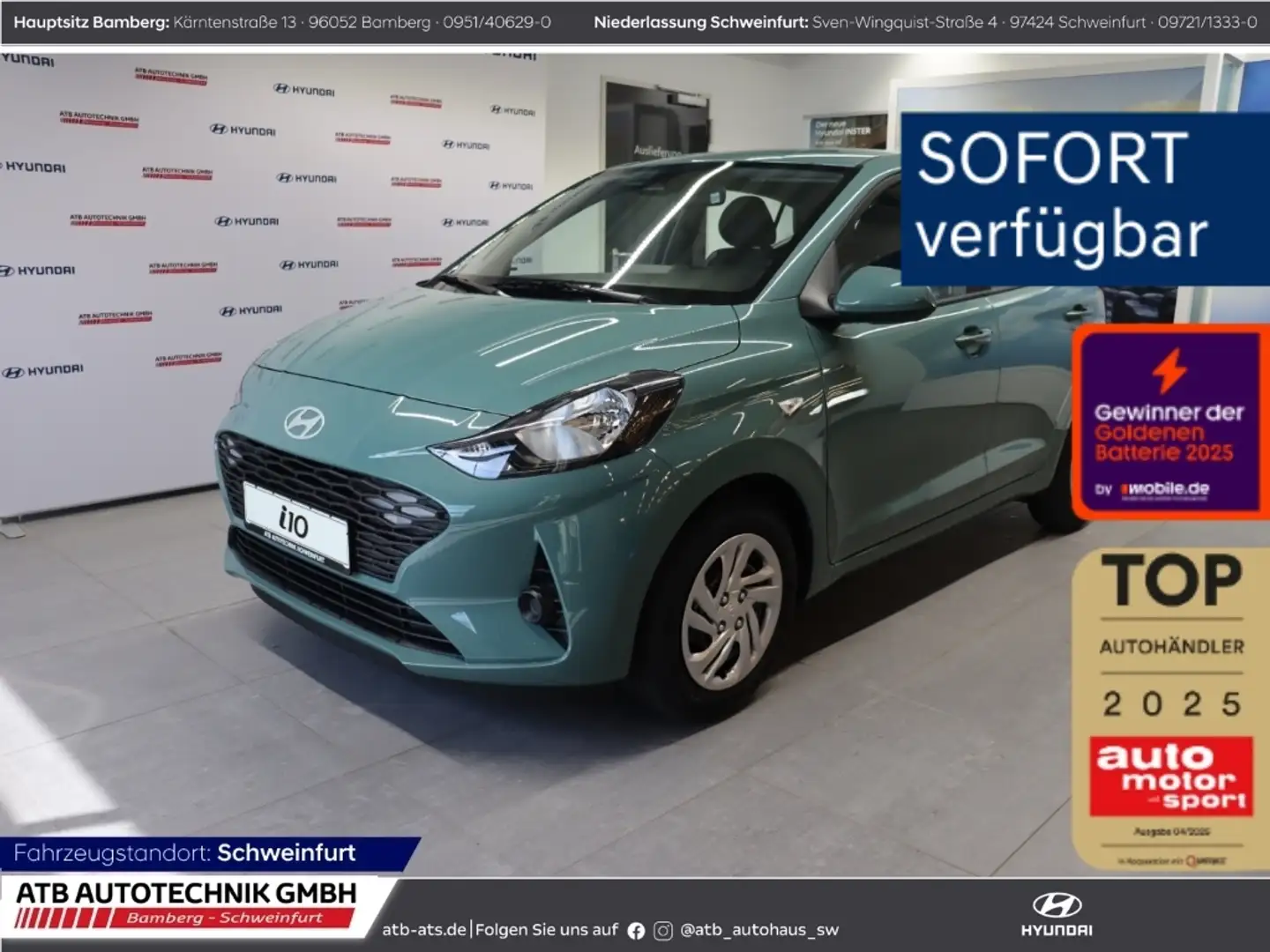 Hyundai i10 Select MY25 1.0 Benzin 63 PS 5-MT 2WD Navi Apple C Grün - 1
