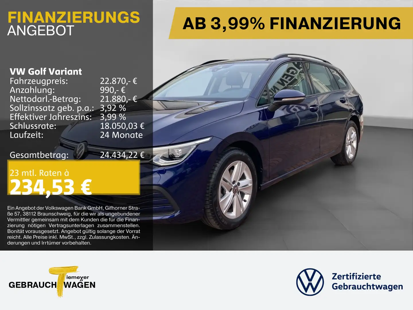Volkswagen Golf Variant 1.5 TSI DSG LIFE NAVI AHK LED+ ACC Blau - 1