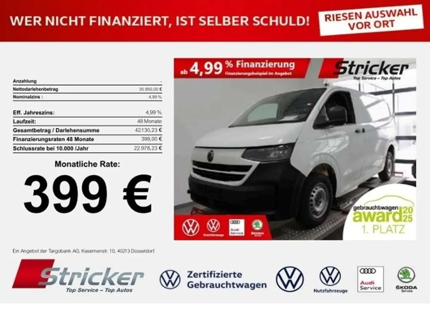 Volkswagen T7 Transporter 2.0TDI 399,-ohne Anzahlung Modrá - 1
