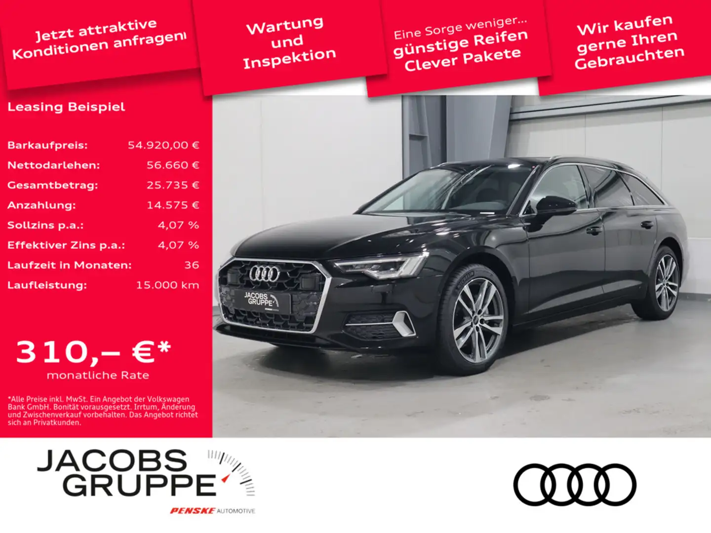 Audi A6 Avant advanced 40 TDI AHK/19"/Kamera/Leder/Matrix Schwarz - 1
