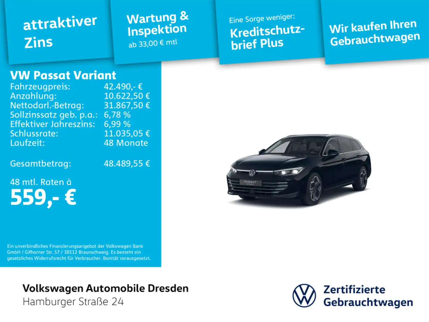 Volkswagen Passat Variant Elegance 1.5 TSI e-Hybrid AHK HUD Schwarz - 1