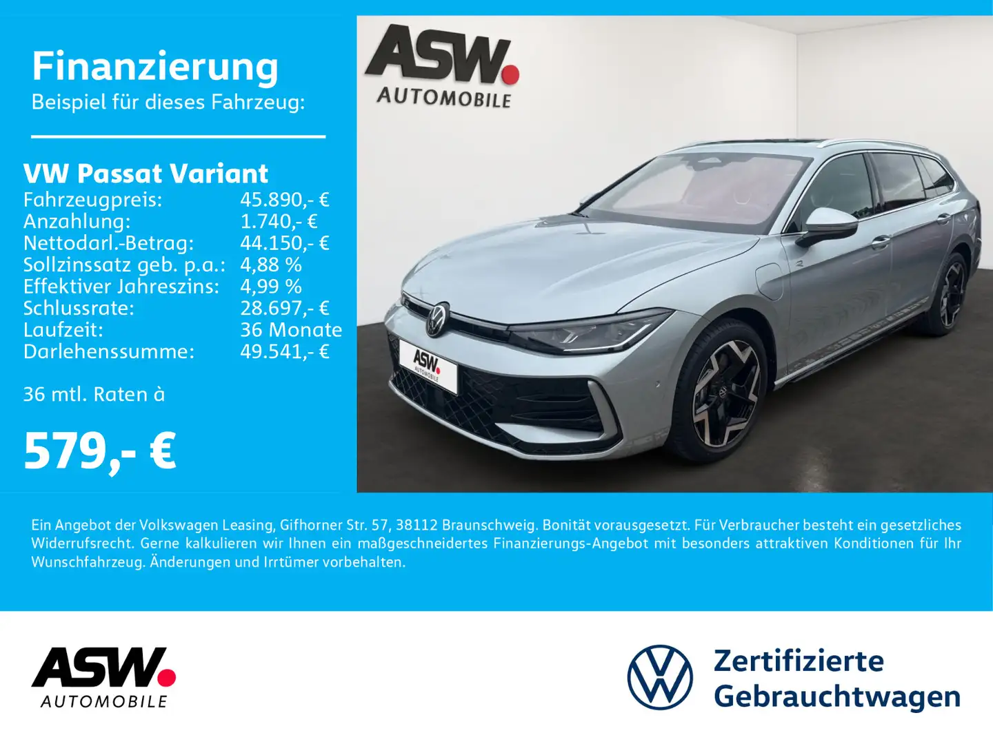 Volkswagen Passat Variant R-Line 1.5 DSG eHybrid PANO AHK Silber - 1