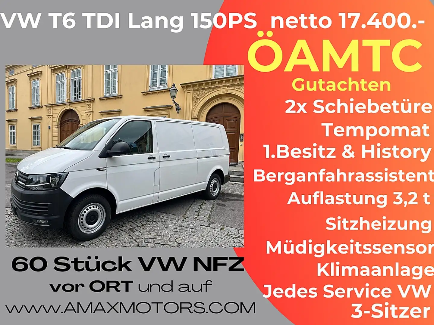 Volkswagen T6 Kasten LR 2,0 TDI 2x Schiebetüre, Tempomat, ... White - 1