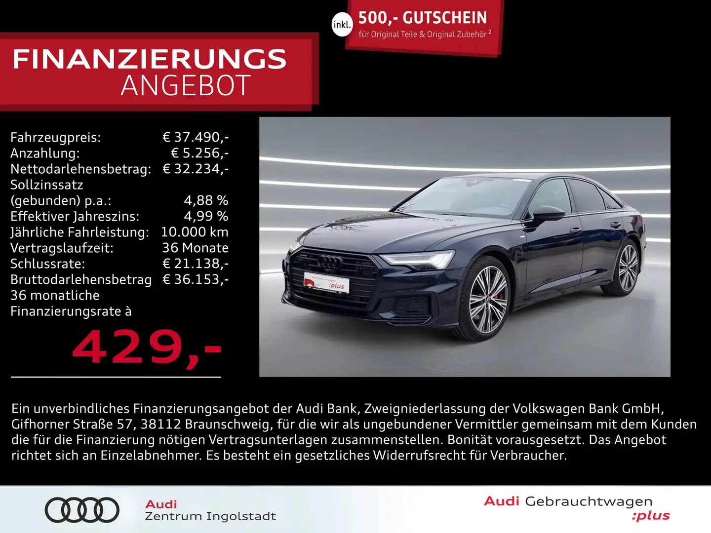 Audi A6 Limousine 55 TFSI e qu HD-MATRIX 20" Sport Blau - 1