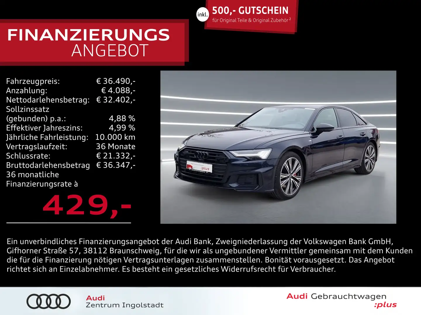 Audi A6 Limousine 55 TFSI e qu HD-MATRIX 20" Sport Azul - 1