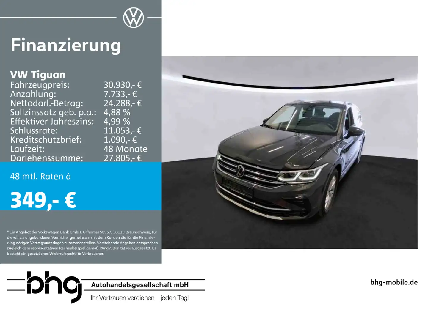 Volkswagen Tiguan 2.0 TSI DSG 4Motion Elegance Navi Kamera Grau - 1