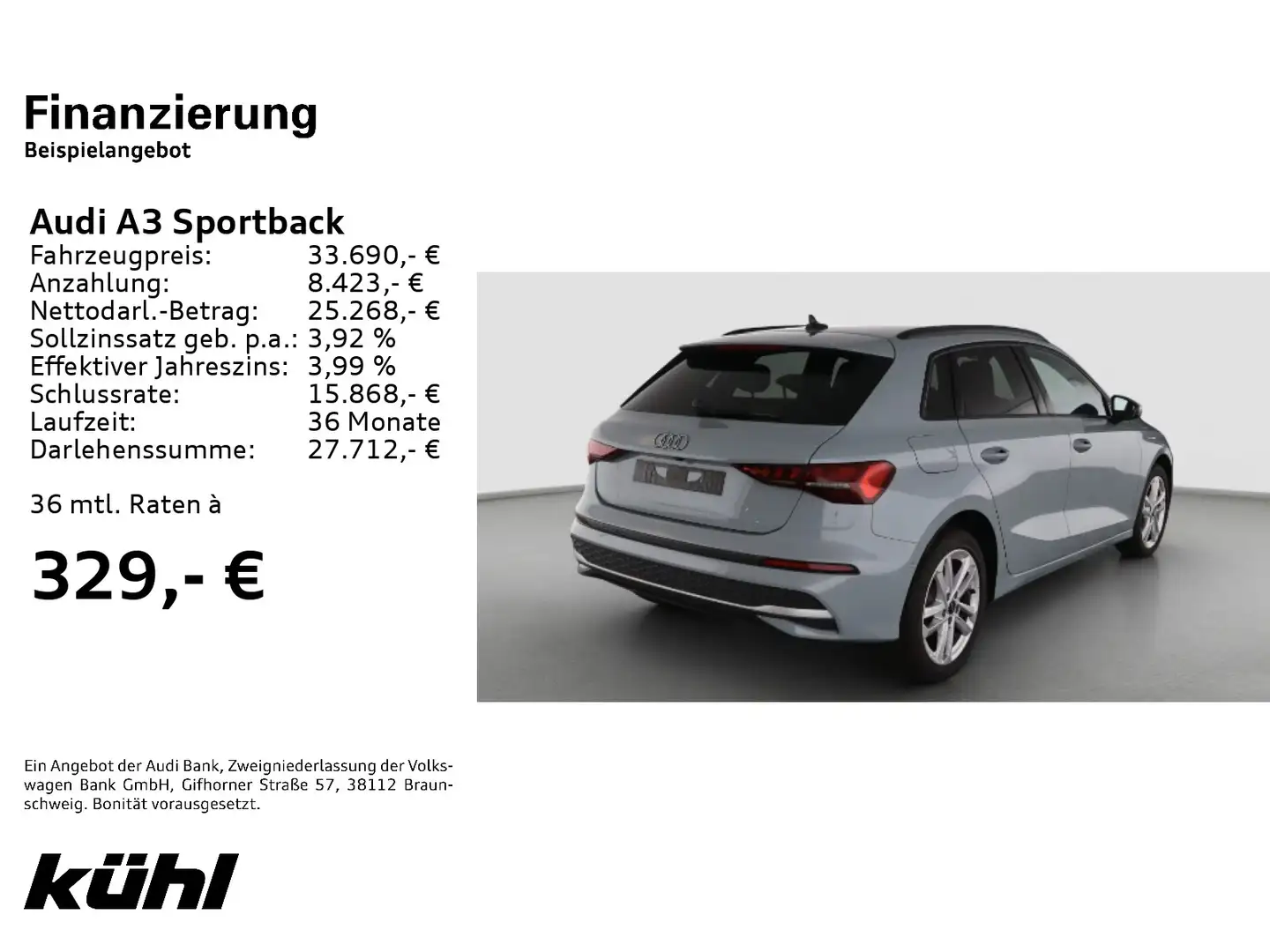 Audi A3 30 TFSI advanced LED+ SONOS HuD ACC Grau - 2