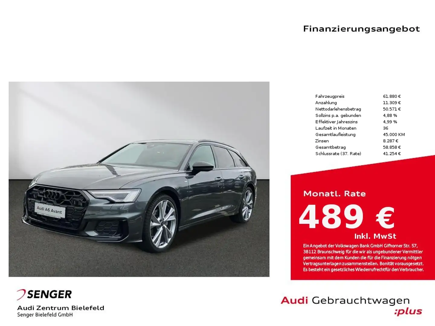 Audi A6 Avant S line 40 TDI quattro Business-Paket Grau - 1