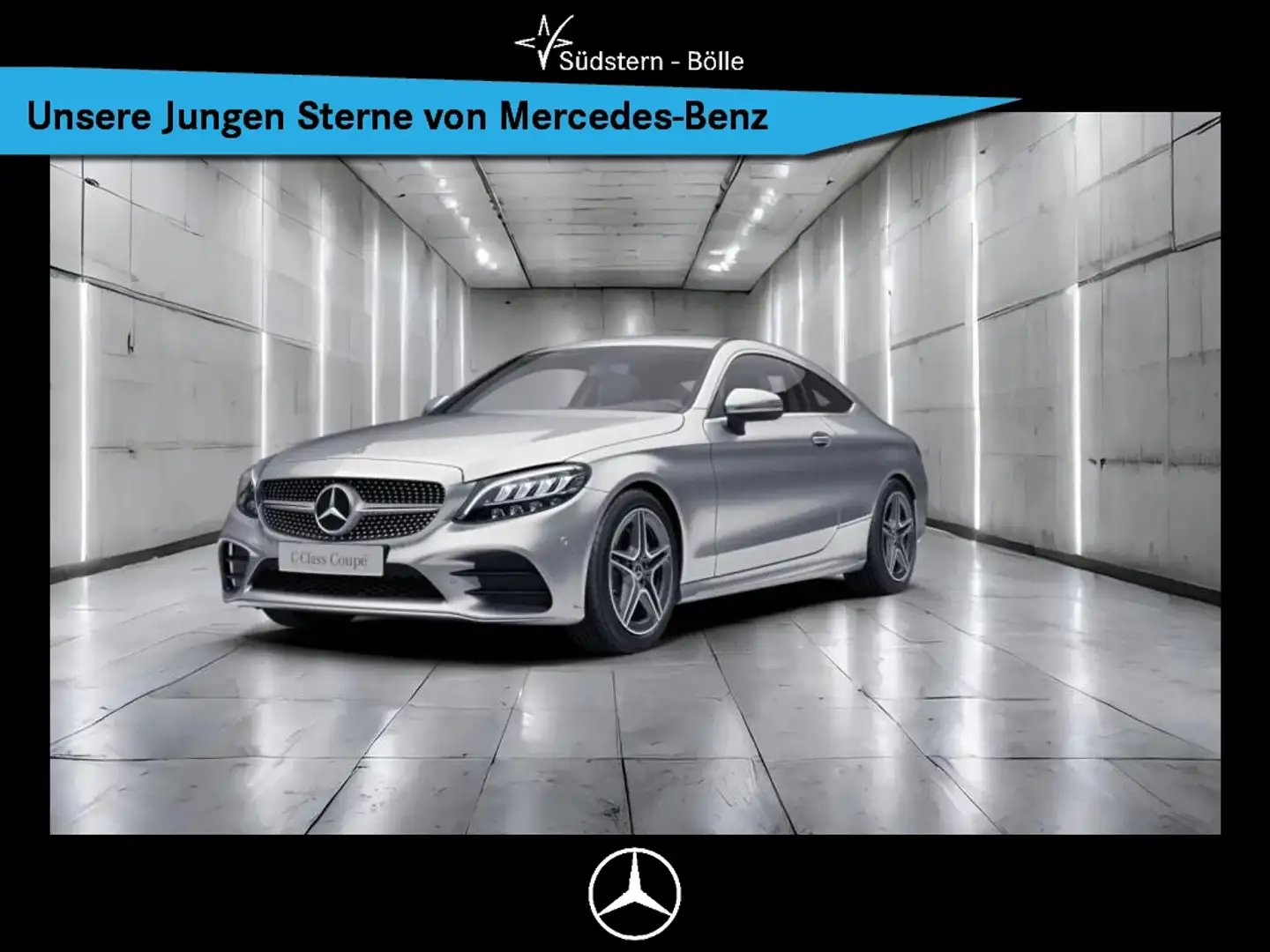 Mercedes-Benz C 200 Coupé AMG+KAM.+PTS+LED+NAVI+AMBI+SITZHZG.+ Silber - 1