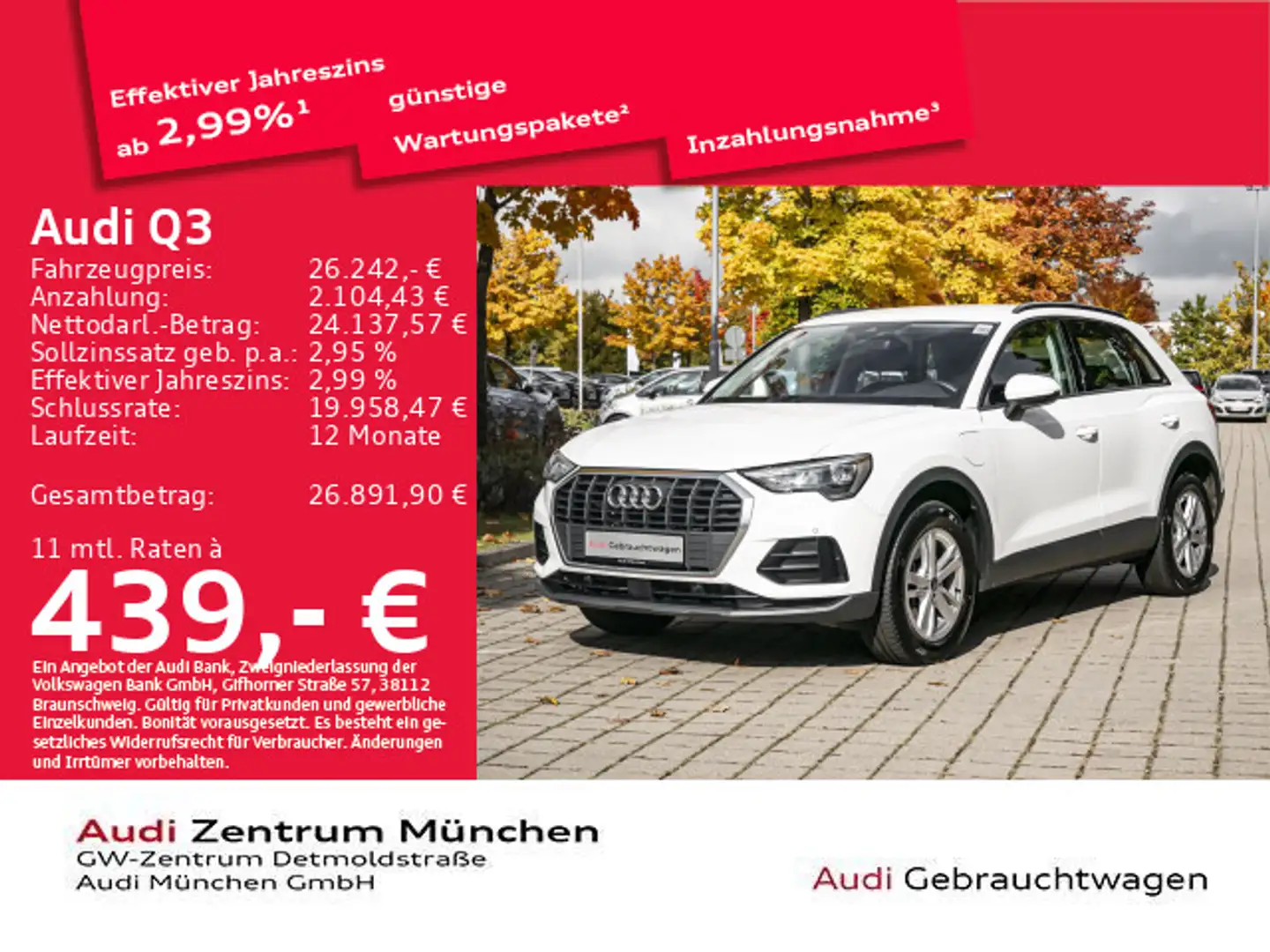 Audi Q3 45 TFSI e S tronic Virtual/Navi+/Kamera Weiß - 1