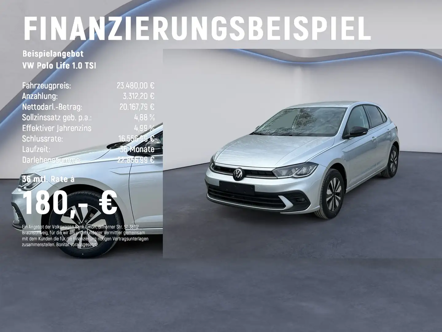 Volkswagen Polo Life 1.0 TSI RearView+ACC+SHZ Silber - 2